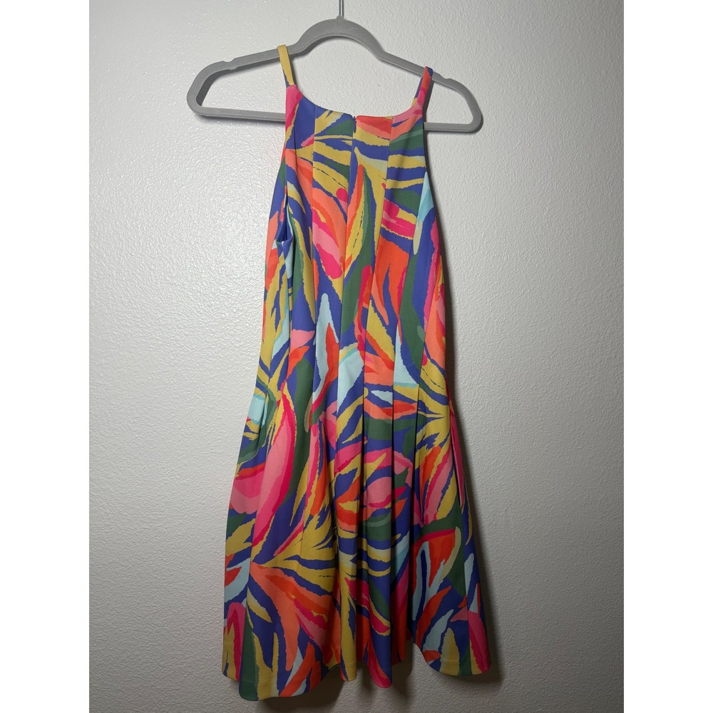 Vince Camuto Multi Color Tropical Leaf Halter Fit Flare Dress size‎ 12 feminine - Picture 7 of 9